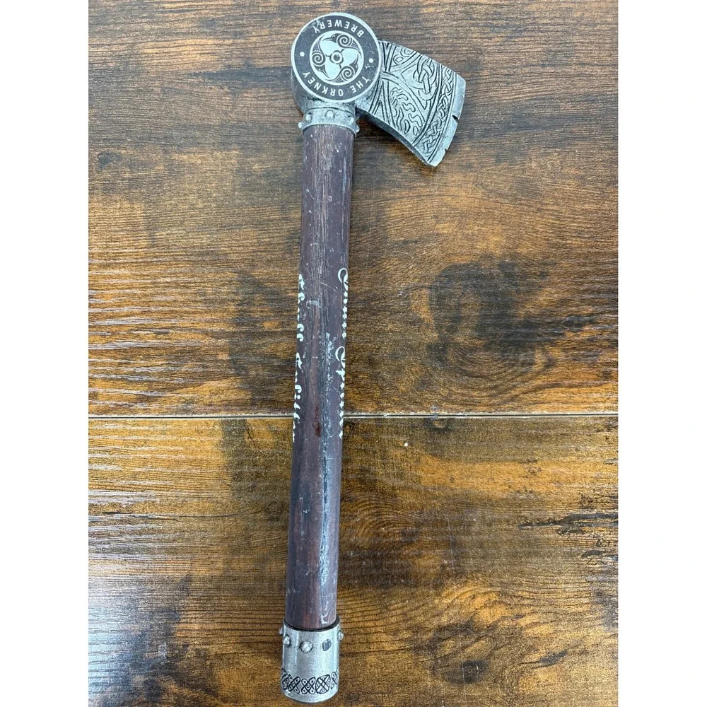The Orkney Brewery Skull Splitter Ale Viking Axe Beer Tap Handle Silver Brown